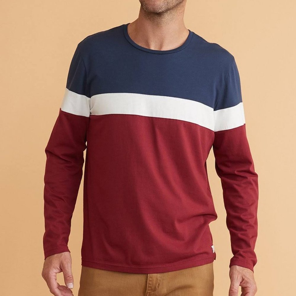 🌊 Marine Layer 🌊 Jacob Colorblock Striped Tee in Navy / White / Red